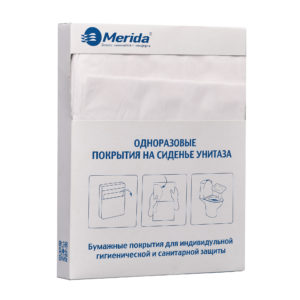 Одноразовые бумажные покрытия на сиденье унитаза 1/4 сложения MERIDA КОМФОРТ, 1 сл, белые, 1 упак. х 100шт.